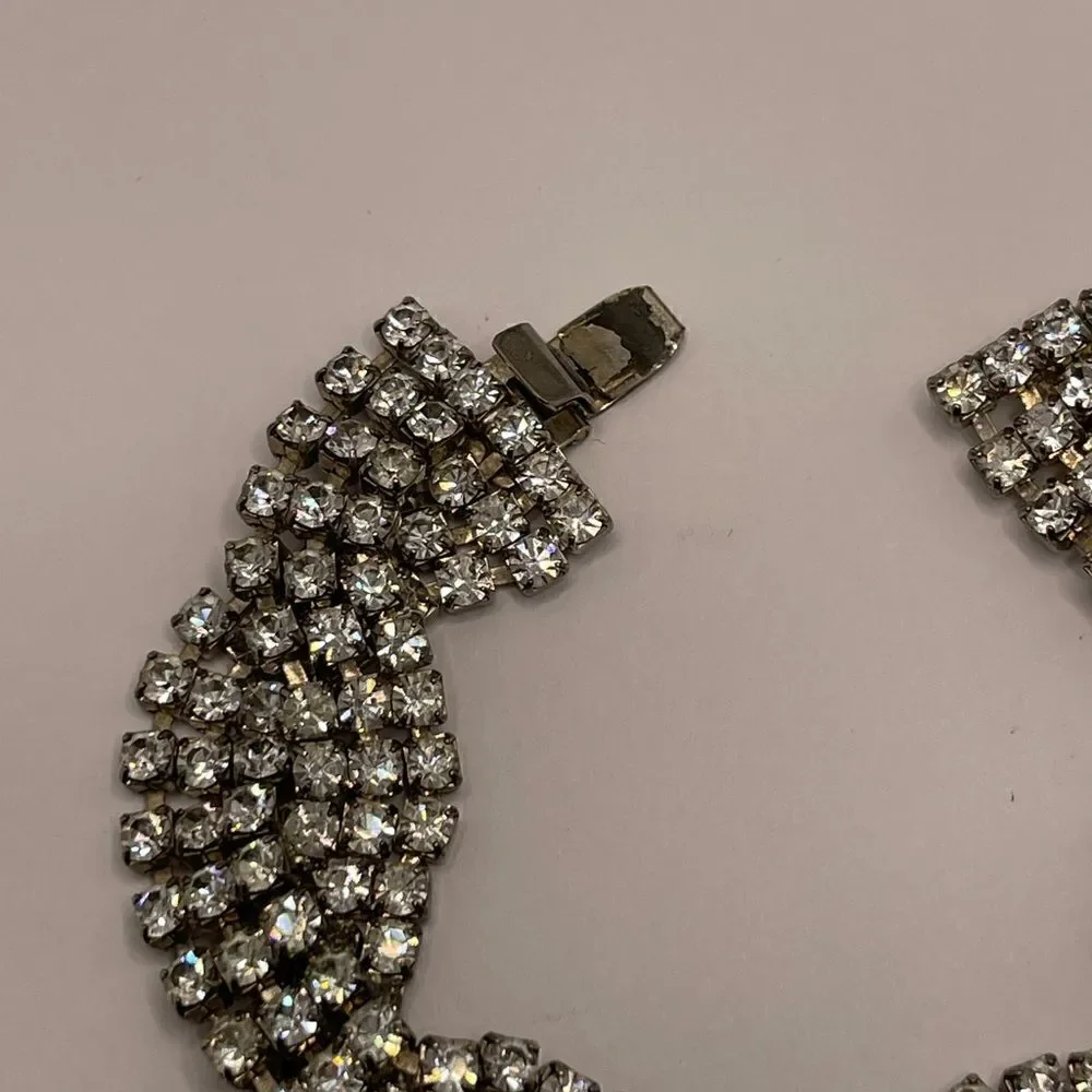 Vintage bracelet rhinestone silver tone